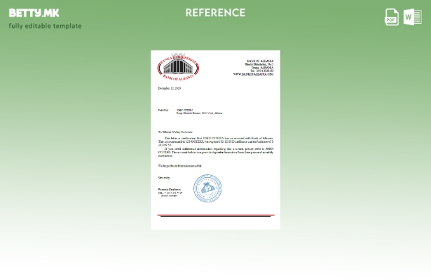 Референтен шаблон на албанска банка на Албанија во модерен стил